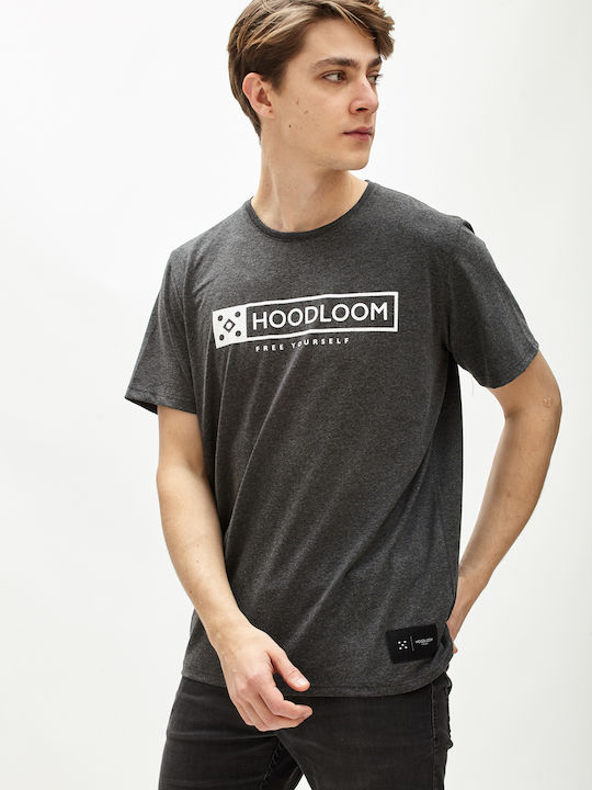 HoodLoom Ανδρικό T-shirt Κοντομάνικο Γκρι