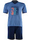 G Secret Men's Summer Cotton Pajamas Set Blue