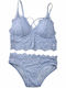 Potre Δαντελένιο Σετ Εσωρούχων Bralette με Slip Γαλάζιο