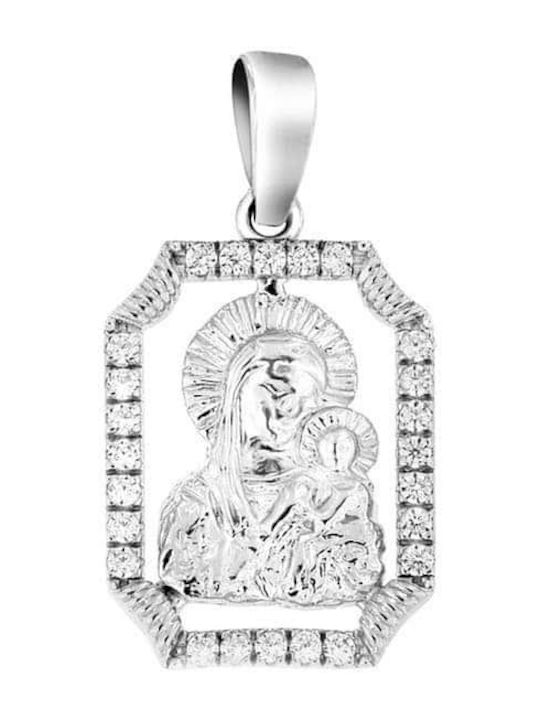 Eforo Pendant Kids Talisman with the Virgin Mary made of White Gold 14K PA11200010