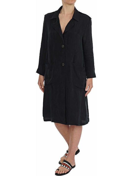 American Vintage Women's Midi Coat with Buttons Black