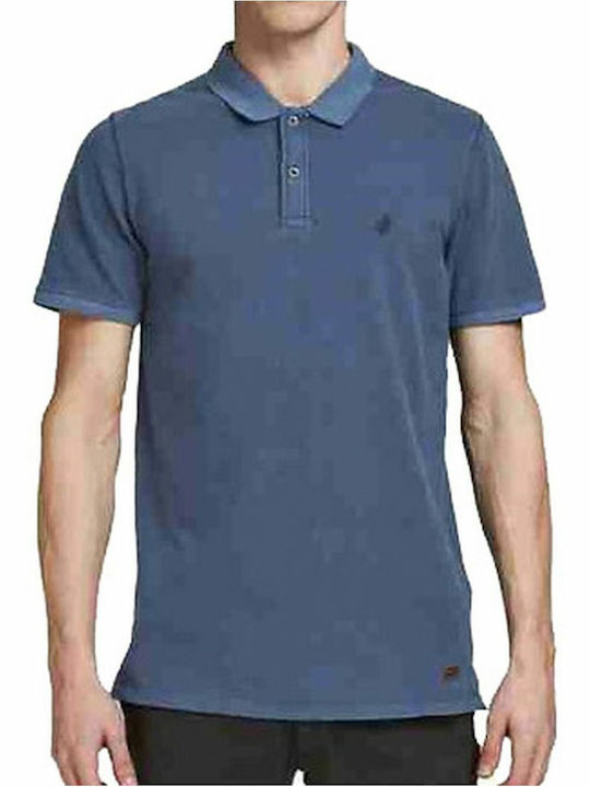 Sabart Men's Short Sleeve Blouse Polo Blue