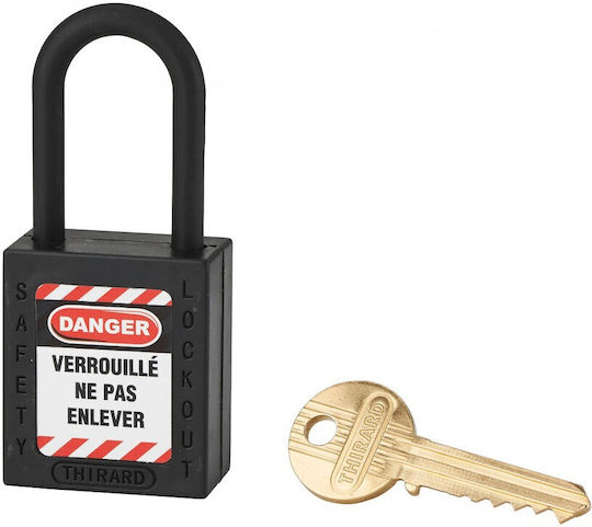 Thirard Plastic Padlock Lengthened with Key 38mm Black 1pcs