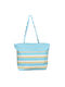 MiandMi Beach Bag Turquoise with Stripes