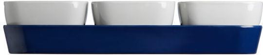 Marine Business Plastic Dessert Divided Serving Tray with 3 Slots Blue 4pcs