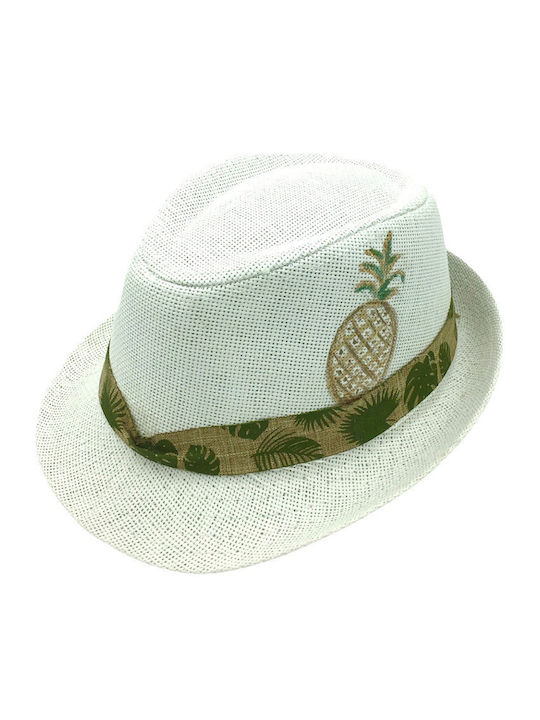 LiebeQueen Kids' Hat Fedora Straw Children's Pineapple White