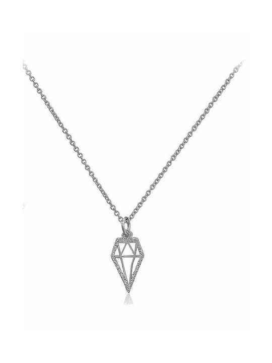 Paraxenies Necklace from White Gold 14K with Diamond