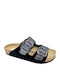 Leather Women's Flat Sandals Anatomic in Black Color