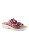 Flache Sandalen für Damen in Burgundisch Farbe