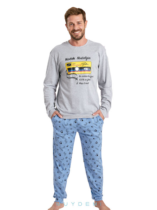 Muydemi Men's Winter Pajamas Set Gray