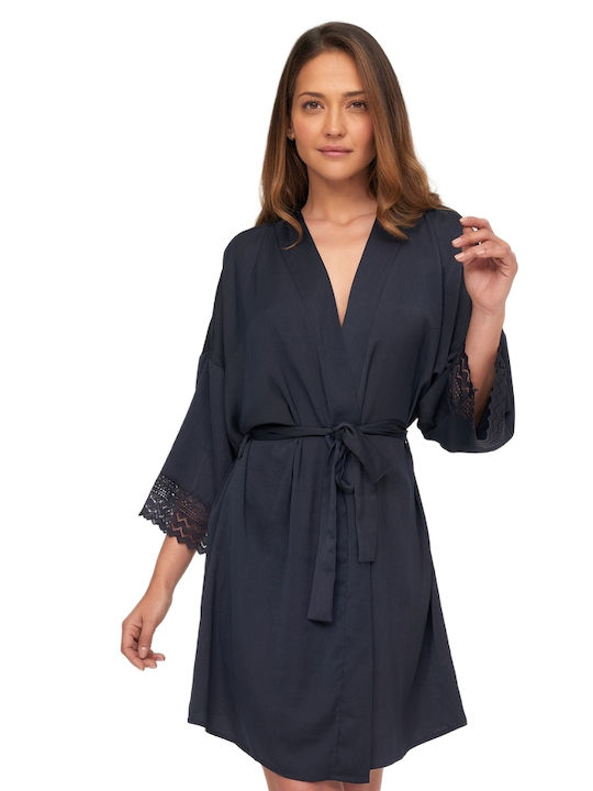 Muydemi Sommer Damen Satin Robe Schwarz