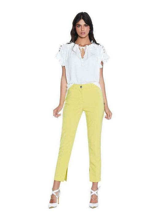 Relish Women's Fabric Trousers Yellow