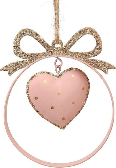 Ornament suspendat Inima Metalic Roz