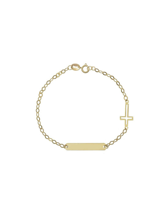 Filva Oro Kids Gold ID Bracelet 9K with Cross