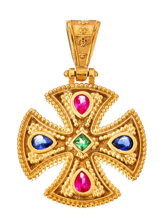 Gatsa Gatsa Charm Talisman Constantine with Stones from Gold Plated Silver with Zircon FY0554