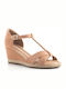 Piccadilly Anatomic Women's Suede Ankle Strap Platforms Beige
