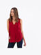 Silvian Heach Women's Blouse Long Sleeve with V Neckline Red