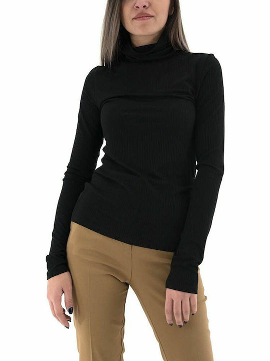 Women's Blouse Long Sleeve Turtleneck Black