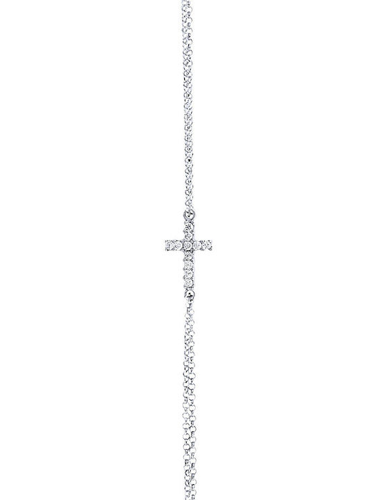 JewelStories Bracelet Chain with Cross design made of Silver with Zircon