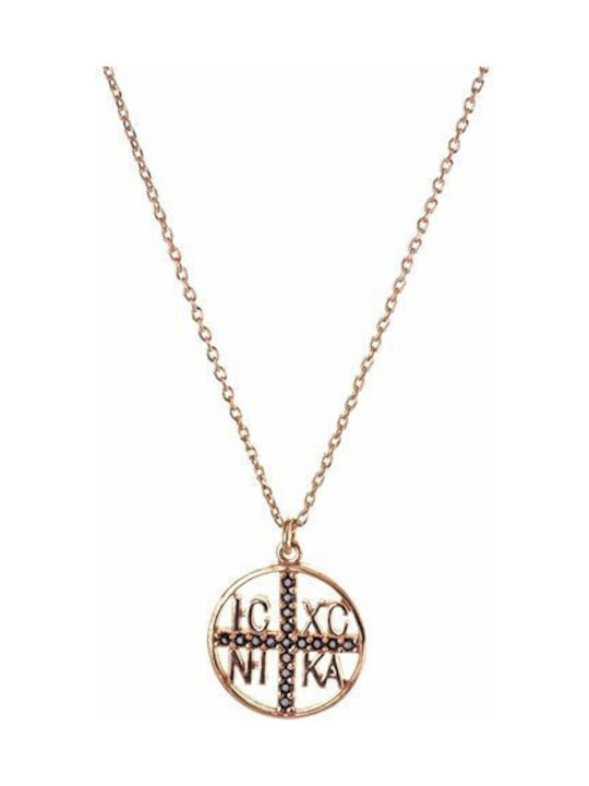 Paraxenies Necklace Constantine Talisman from Rose Gold Plated Silver with Zircon