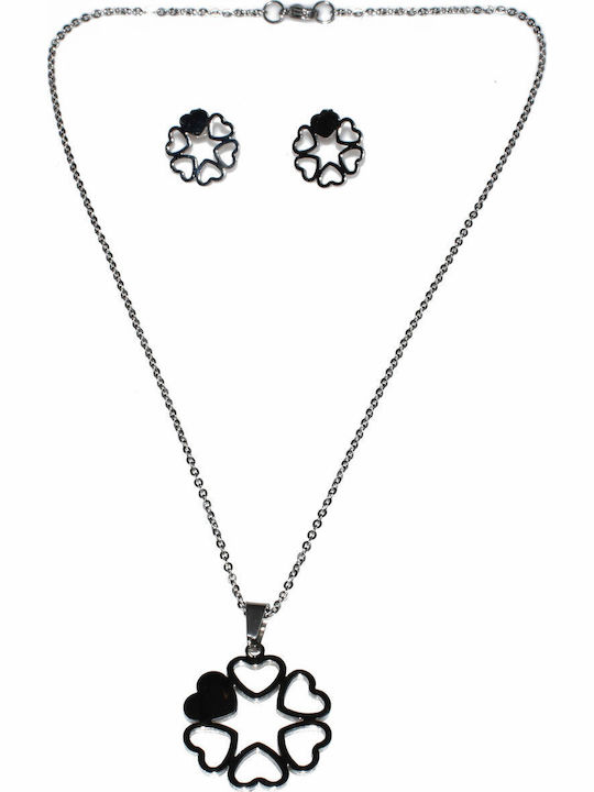 Bizoutaki Set with Necklace & Earrings from Steel