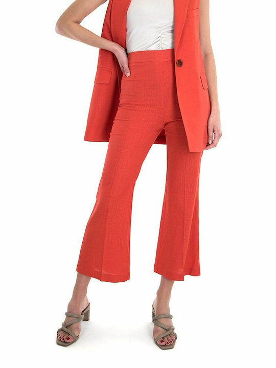 Women's Fabric Capri Trousers Red