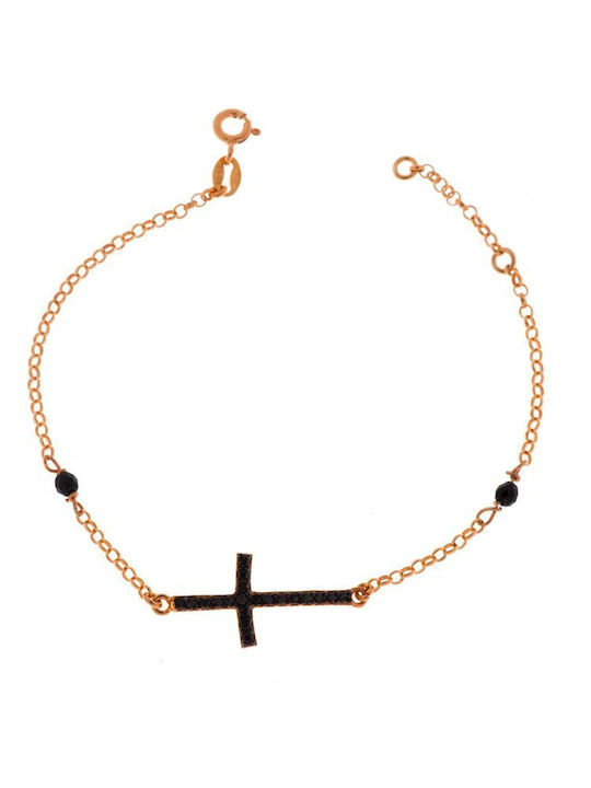 Paraxenies Bracelet with Cross design made of Silver Gold Plated with Zircon