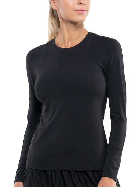 Lucky In Love Women's Athletic Blouse Long Sleeve Black