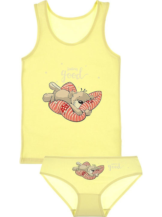 Donella Kids' Set Brief with Undershirt Yellow 2pcs