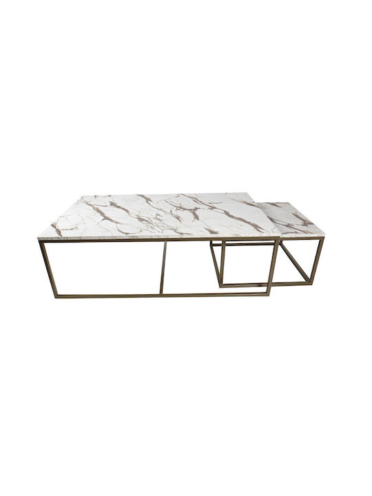 Rectangular Wooden Coffee Table Μπρονζέ L60xW35xH60cm