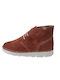 Leather Women's Ankle Boots Platform Brown