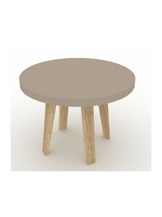 Round Wooden Coffee Table Beige L60xW60xH45cm