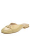 Chunky Heel Leather Mules Beige