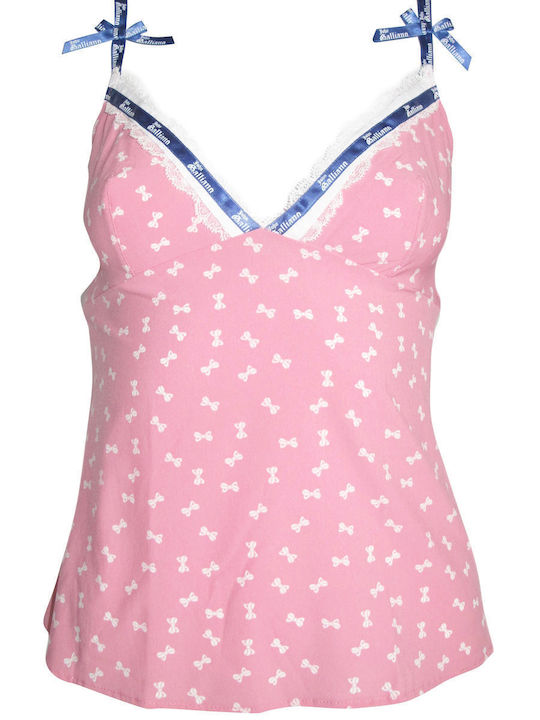 John Galliano Χειμερινή Γυναικεία Μπλούζα Πιτζάμας Ροζ