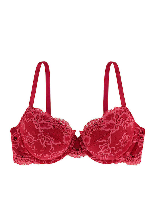Balconette Red Сутиен с лека подложка & с Банели