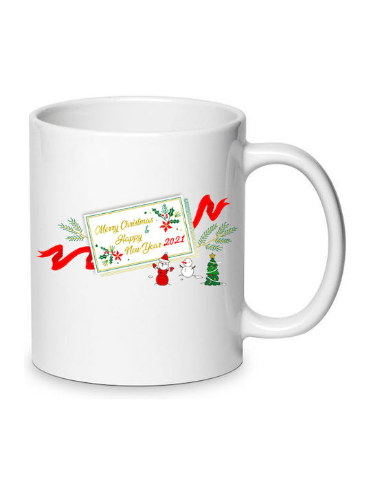 Merry Christmas Mug Ceramic White 1pcs