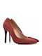Leder Pumps mit hohem Absatz Burgundisch