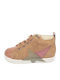 Leather Kids Boots with Laces Tabac Brown