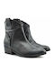 Leder Stiefeletten Damen Schwarz