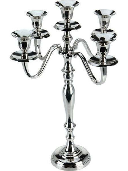 Koopman Candle Holder Metal 5 Seats in Silver Color 40cm 1pcs