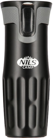 Nils Ποτήρι Θερμός Ανοξείδωτο 420ml Μαύρο με Λαβή