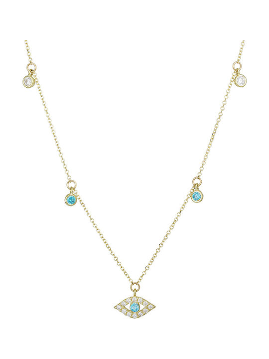 Necklace Eye from Gold 14K with Zircon