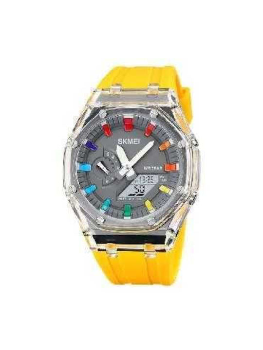 Skmei Digital Uhr Batterie mit Gelb Kautschukarmband