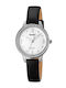 Women's Watch with Leather Strap Black/Silver