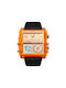 Skmei Digital Watch Battery with Orange Rubber Strap