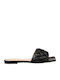 Leather Women's Flat Sandals in Black Color