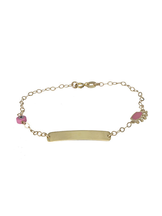 Kids Gold ID Bracelet 9K with Crown for Girl