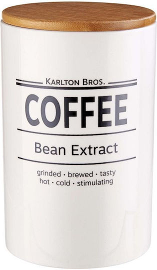 Butlers Karlton Bros Coffee Jar with Lid Wooden White-Brown 1100ml
