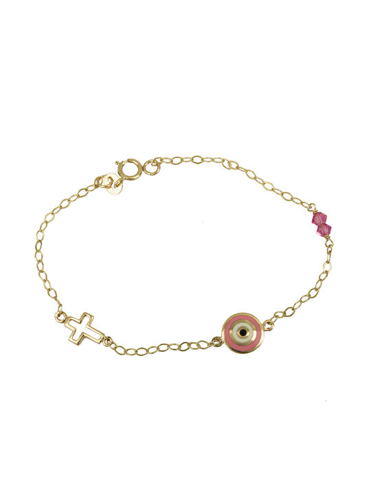 Kids Gold Bracelet 9K with Cross for Girl