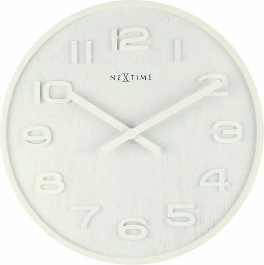 Nextime Ρολόι Τοίχου Ξύλινο Λευκό Ø35.5cm